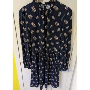 BODEN Womens Size 6P Navy Blue Clara Floral Modest Long Sleeve Jersey Dress